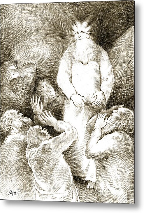 Biblical Metal Print featuring the drawing Biblical Illustration #6 by Alex Tavshunsky