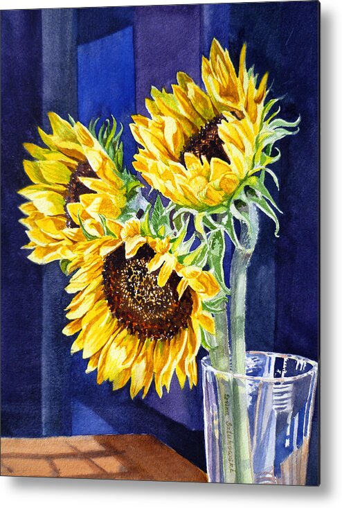 Sunflowers Metal Print featuring the painting Sunflowers #4 by Irina Sztukowski