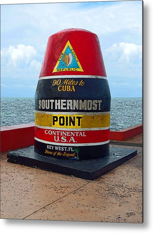Key West Florida Metal Print featuring the photograph Southernmost Point Key West - 90 Miles to Cuba by Rebecca Korpita
