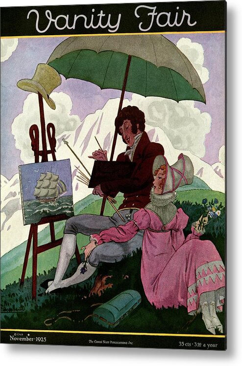 Illustration Metal Print featuring the photograph A Couple In Period Dress by Pierre Brissaud