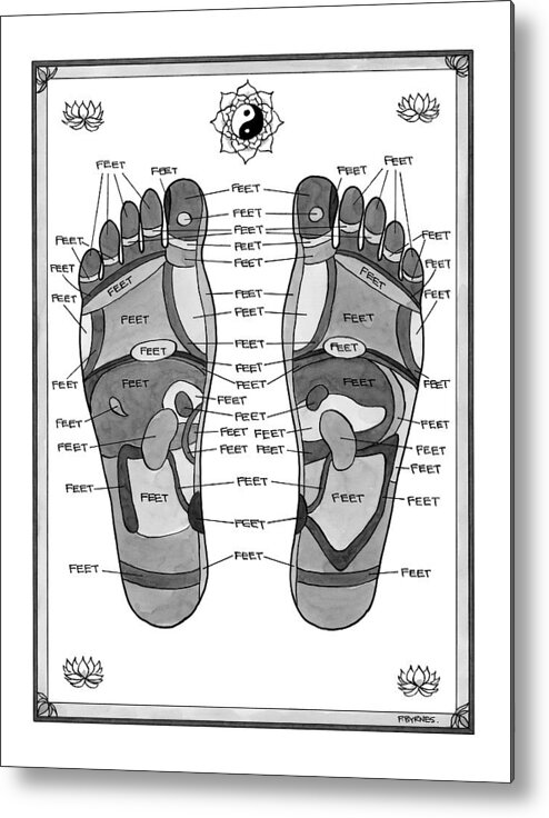 Captionless Metal Print featuring the drawing A Diagram Of Parts Of The Foot by Pat Byrnes