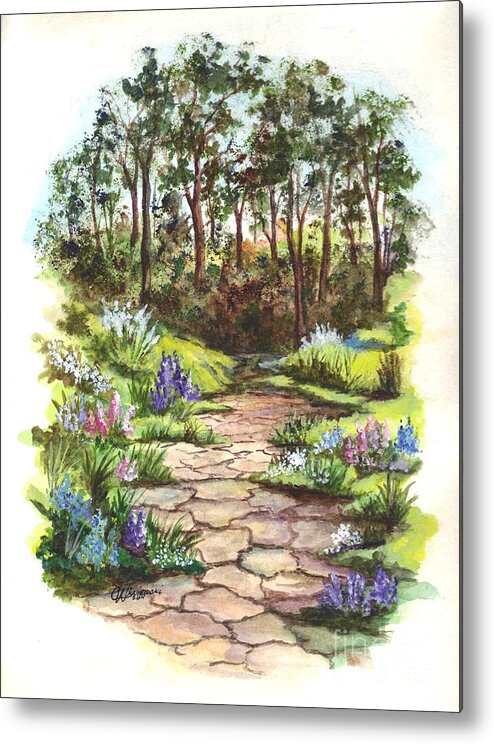 Floral Metal Print featuring the painting Down The Garden Pathway by Carol Wisniewski