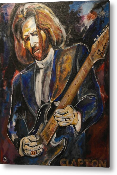 Eric Clapton Metal Print featuring the painting A Guitar God Speaks by John Barth