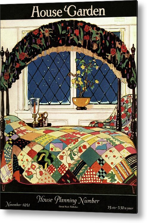 Illustration Metal Print featuring the photograph A House And Garden Cover Of A Four-poster Bed by Clayton Knight