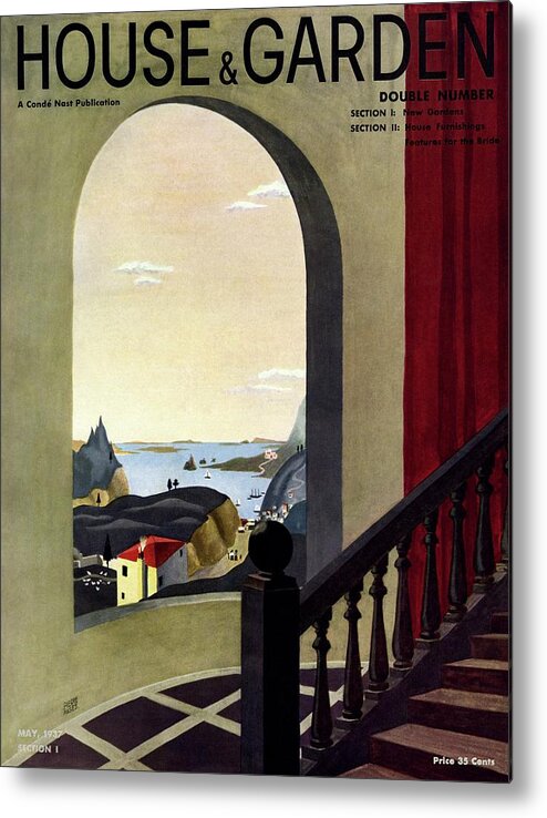 Illustration Metal Print featuring the photograph A House And Garden Cover Of A Seaside Village by Pierre Pages
