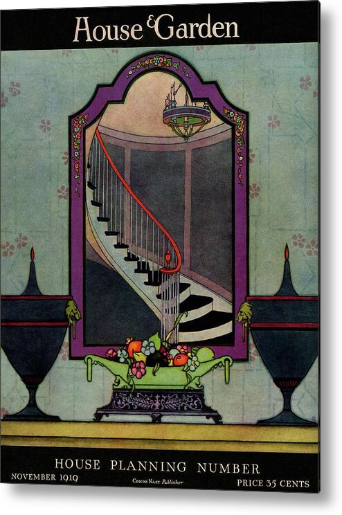 Illustration Metal Print featuring the photograph A House And Garden Cover Of A Staircase by Harry Richardson