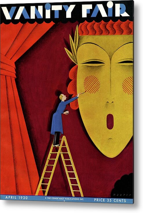 Illustration Metal Print featuring the photograph Vanity Fair Cover of A Man On A Ladder by Maurer