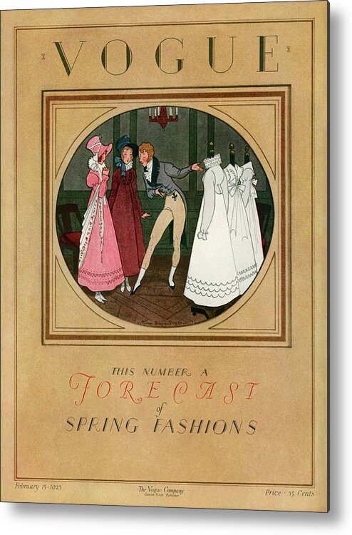 Illustration Metal Print featuring the photograph A Vogue Cover Of Women Shopping by Pierre Brissaud
