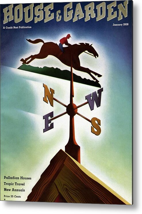 House And Garden Metal Print featuring the photograph A Weathervane With A Racehorse by Joseph Binder