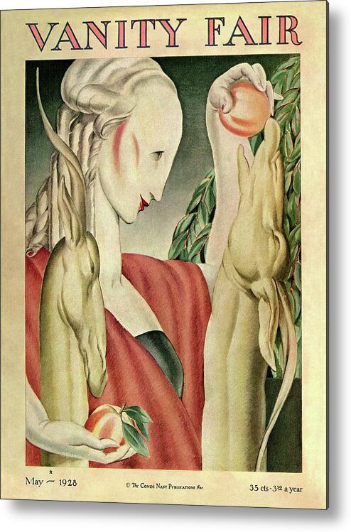 Illustration Metal Print featuring the photograph A Woman Feeding Apples To A Deer by J Franklin Whitman Jr