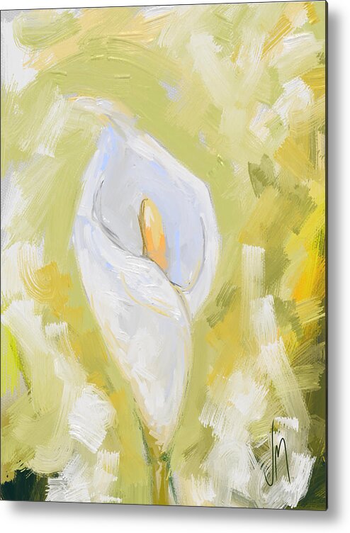 Calla Lily Metal Print featuring the painting Abstract calla lily by Veronica Minozzi