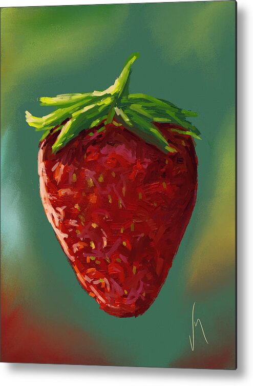 Strawberry Metal Print featuring the painting Abstract strawberry by Veronica Minozzi