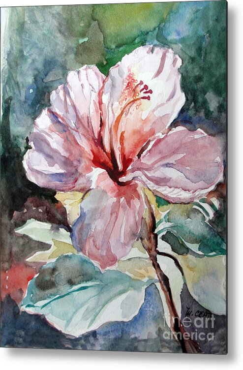 Flowers Metal Print featuring the painting Accented Hibiscus by Mafalda Cento
