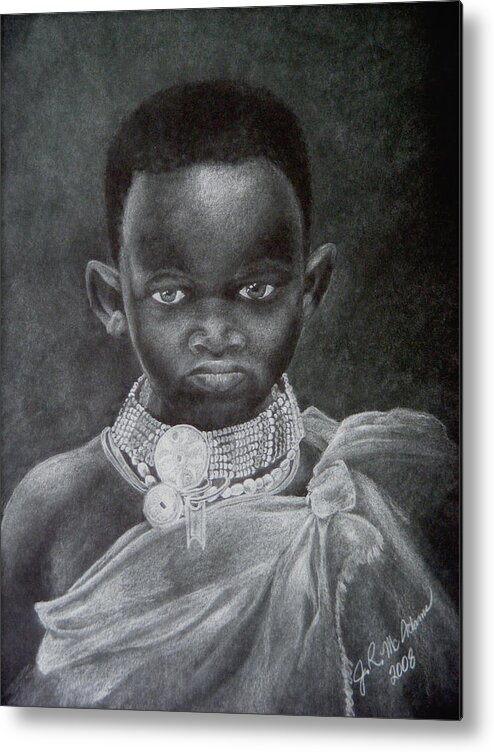 Graphite Metal Print featuring the drawing African Boy by James McAdams