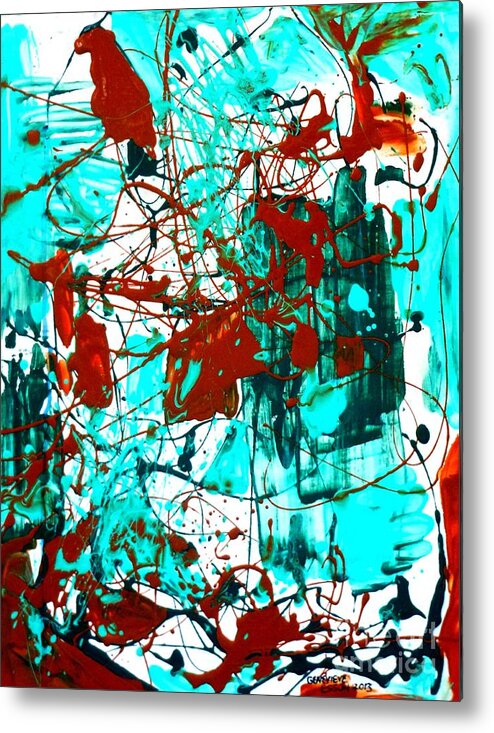 Abstract Metal Print featuring the painting After Pollock by Genevieve Esson