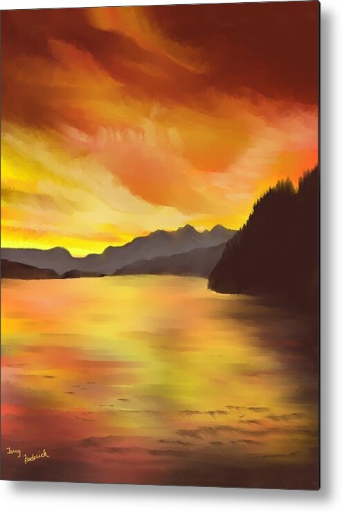Alaska Metal Print featuring the painting Alaska Sunset by Terry Frederick