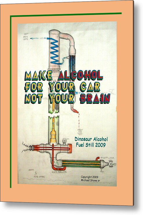 Alcohol Metal Print featuring the drawing Alcohol for Car not Brain Poster by Michael Shone SR
