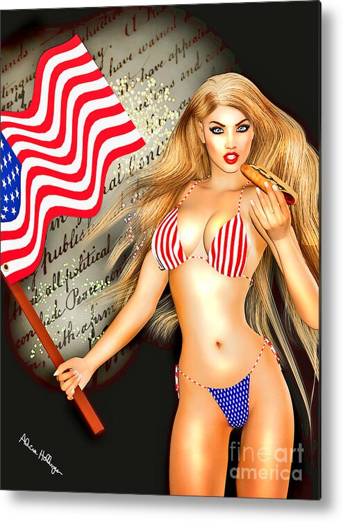 July 4 Metal Print featuring the digital art All American Girl - Independence Day by Alicia Hollinger
