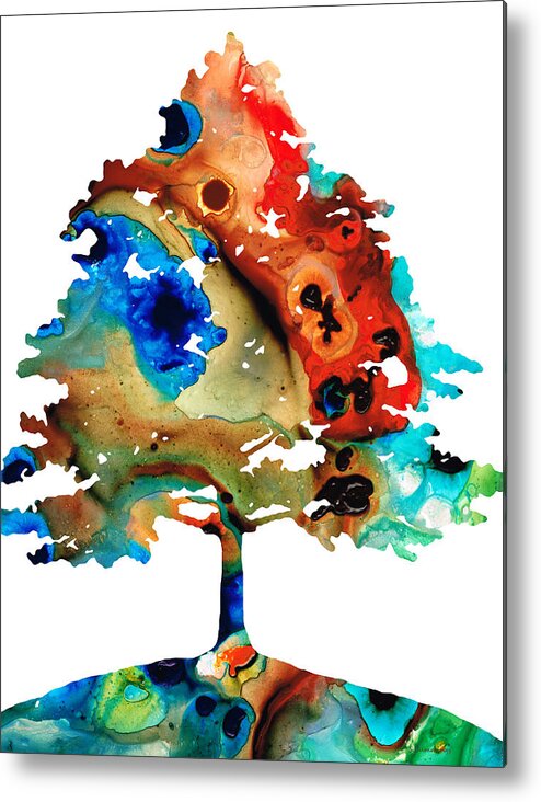 Landscape Metal Print featuring the painting All Seasons Tree by Sharon Cummings by Abstract Art