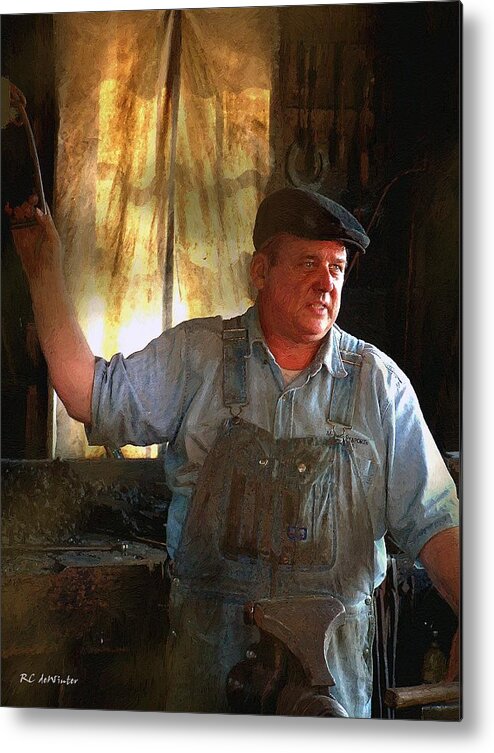 Portrait Metal Print featuring the painting American Workingman by RC DeWinter