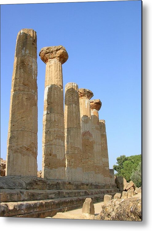 Architecture Metal Print featuring the photograph Ancient Columns in Agrigento by Caroline Stella