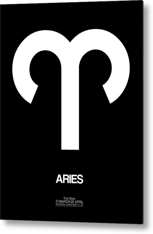 Aries Metal Print featuring the digital art Aries Zodiac Sign White by Naxart Studio