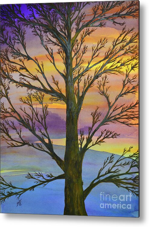 Landscape Metal Print featuring the painting Autumn Sky by Suzette Kallen