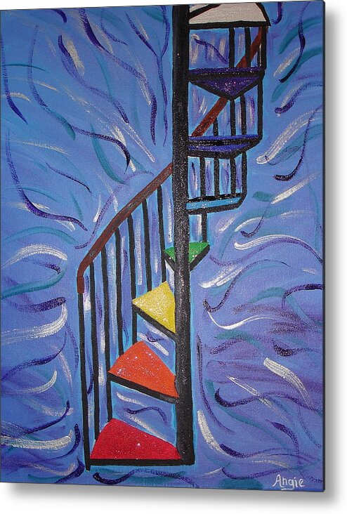 Staircase Metal Print featuring the painting Barbara's Staircase by Angie Butler