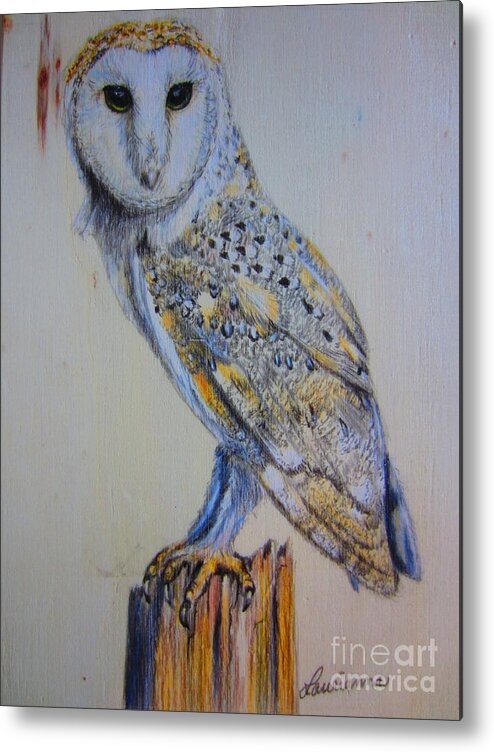 Barn Owl Metal Print featuring the painting Barn Owl by Laurianna Taylor