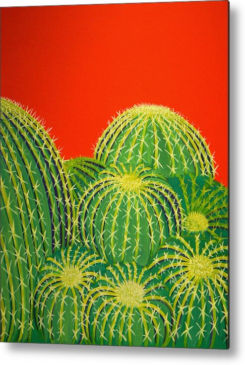 Southwest Metal Print featuring the painting Barrel Cactus by Karyn Robinson