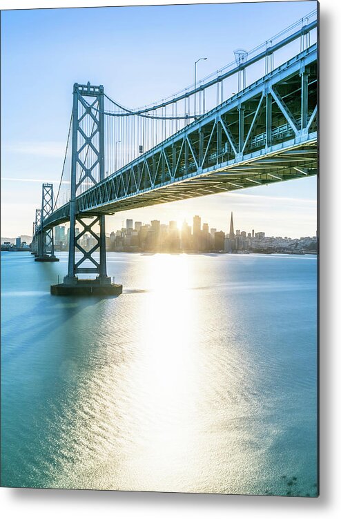 Scenics Metal Print featuring the photograph Bay Bridge And Skyline Of San Francisco by Chinaface