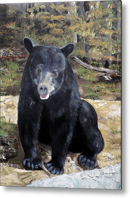 Black Bear Metal Print featuring the painting Bear - Wildlife Art - Ursus americanus by Jan Dappen