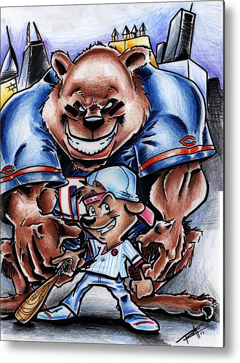 Sports Metal Print featuring the drawing Bears and Cubs by Big Mike Roate