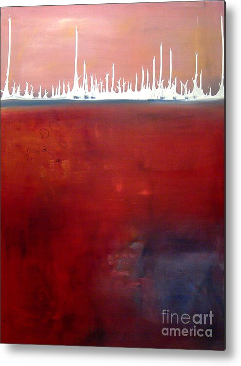 Abstract Metal Print featuring the painting Below by Jeff Barrett