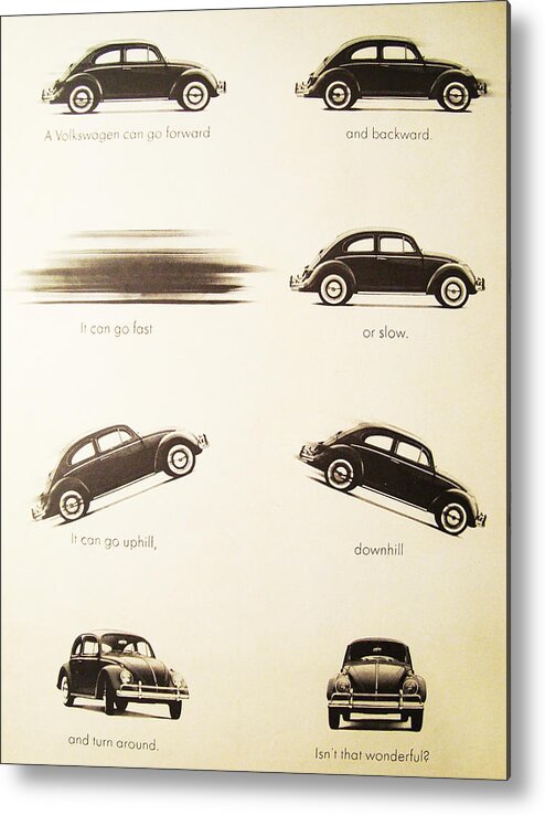 Vw Beetle Metal Print featuring the digital art Benefits of a Volkwagen by Georgia Clare