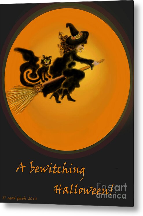 Halloween Metal Print featuring the painting Betwitched by Carol Jacobs