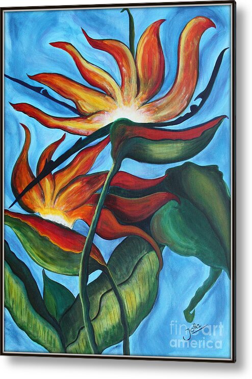 Bird Of Paradise Metal Print featuring the painting Bird of Paradise by Jolanta Anna Karolska