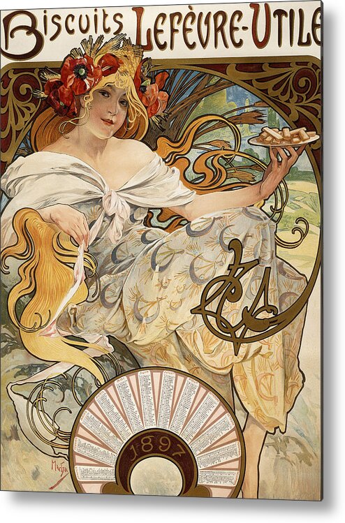 Mucha Metal Print featuring the painting Biscuits Lefevre-Utile by Alphonse Marie Mucha