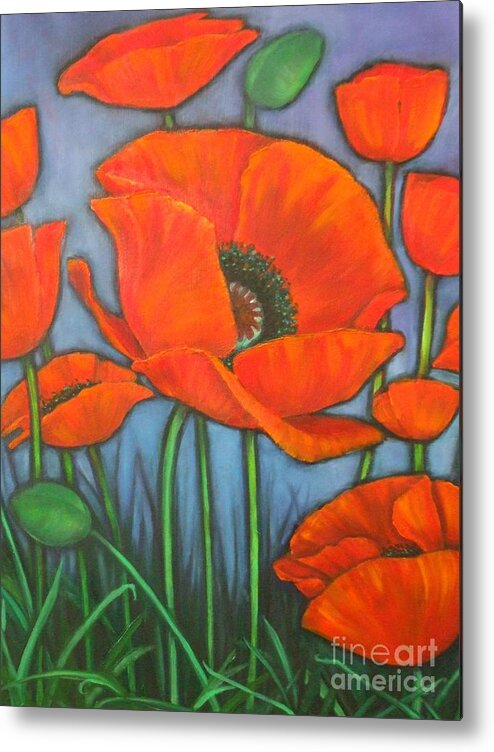 Poppies Metal Print featuring the painting Bonnie Jeans Poppies by M J Venrick