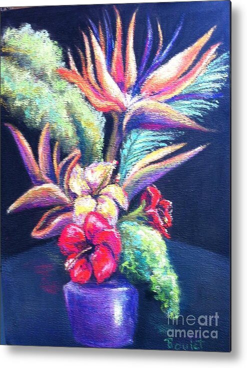 Floral Metal Print featuring the painting Bouquet with bird of Paradise by Beverly Boulet