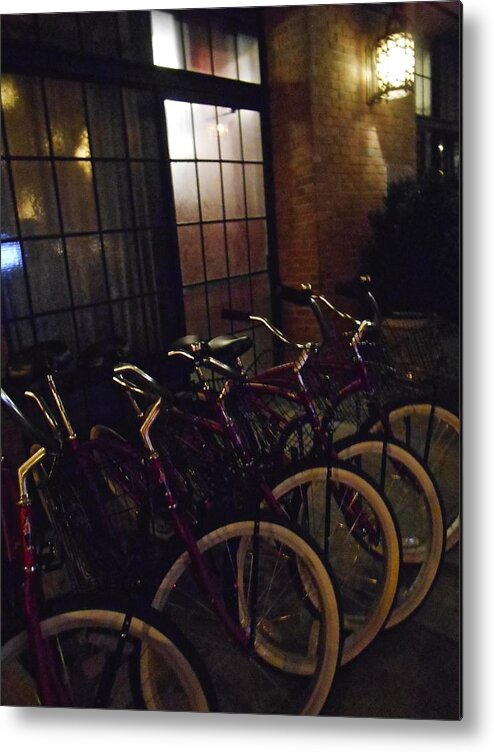 Bikes Metal Print featuring the photograph Bowery Bikes by Joan Reese