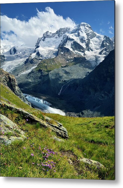 Scenics Metal Print featuring the photograph Breithorn & Gornergletscher From by Pierre Hanquin Photographie