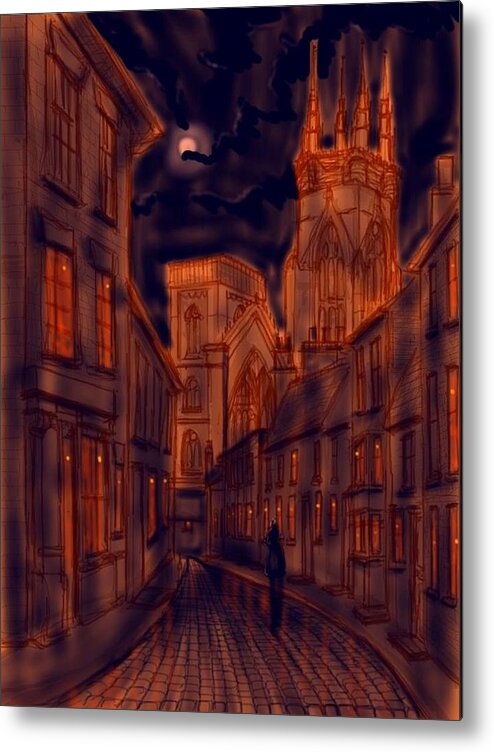 Ipad Metal Print featuring the painting Bridlington Priory in Orange and Blue by Glenn Marshall