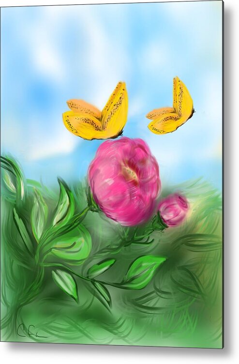 Floral Metal Print featuring the digital art Butterfly Twins by Christine Fournier