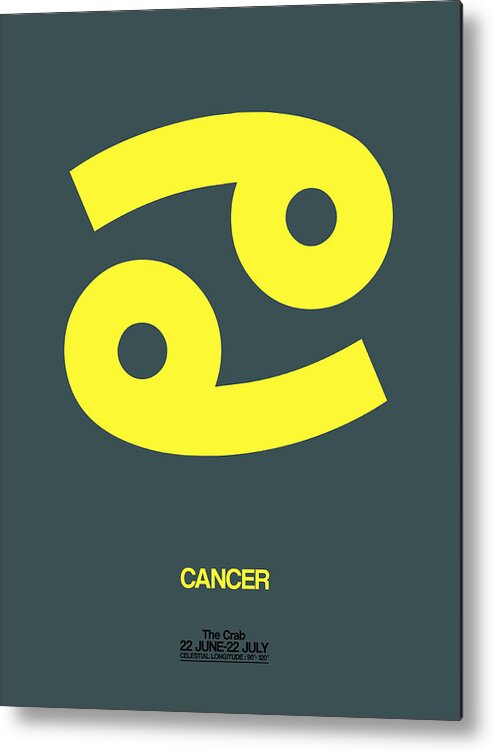 Cancer Metal Print featuring the digital art Cancer Zodiac Sign Yellow by Naxart Studio