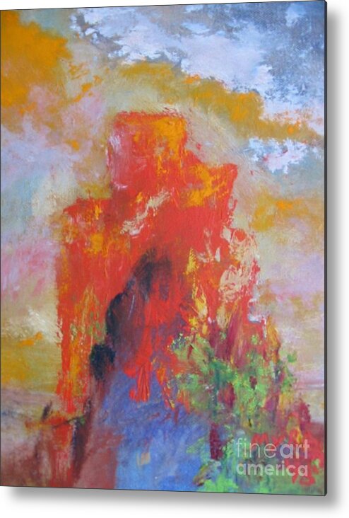 Castle Rock Metal Print featuring the painting Castle Rock by Myra Maslowsky