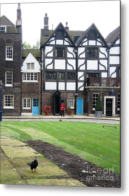 Tower Of London Metal Print featuring the photograph Her Majesty's Raven by Denise Railey