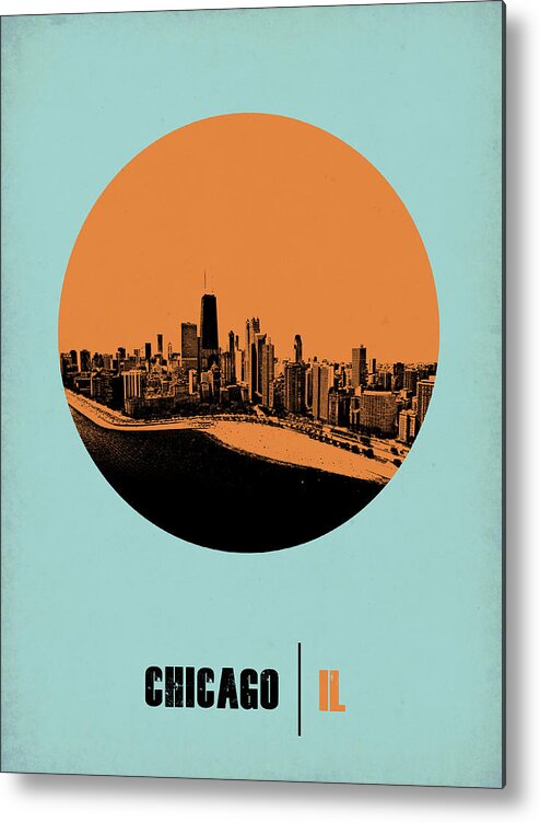 Chicago Metal Print featuring the digital art Chicago Circle Poster 2 by Naxart Studio