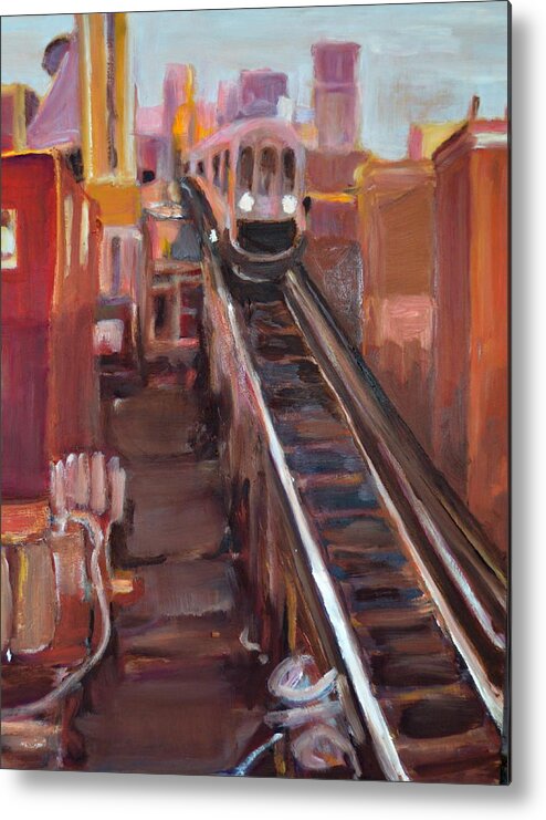 Subway Metal Print featuring the painting Chicago El by Julie Todd-Cundiff
