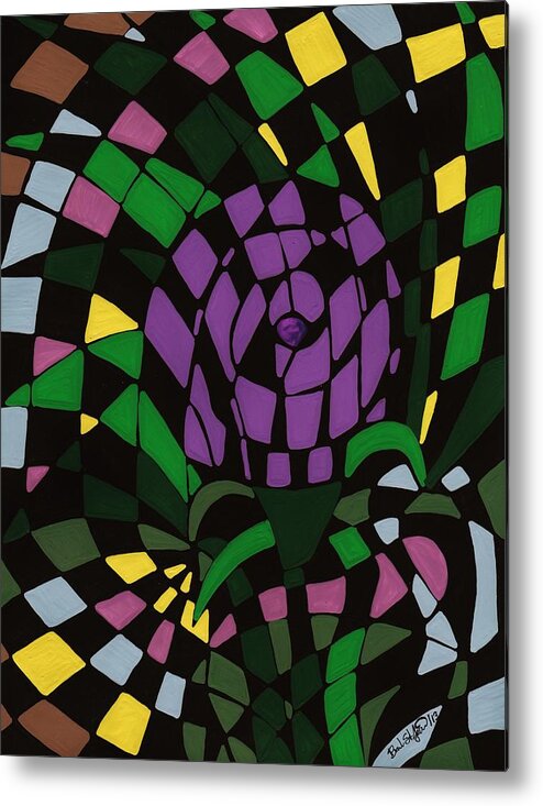 Chiclet Rose Metal Print featuring the painting Chiclet Rose by Barbara St Jean